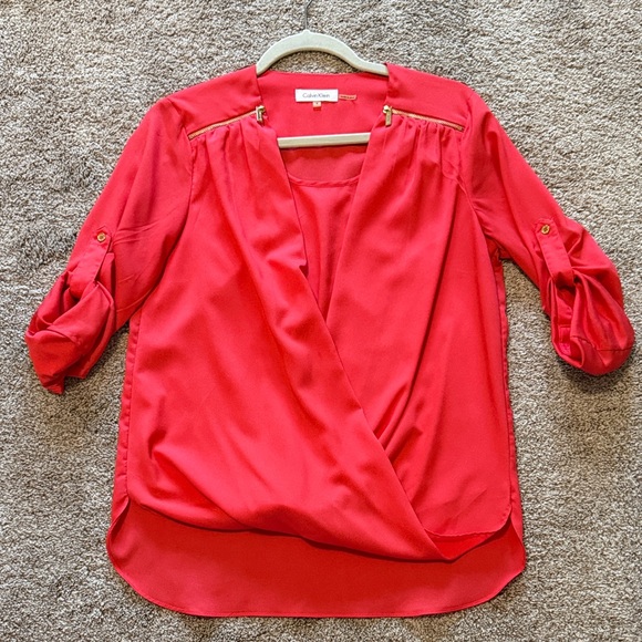 Calvin Klein Women's Vibrant Red Blouse - Picture 1 of 1